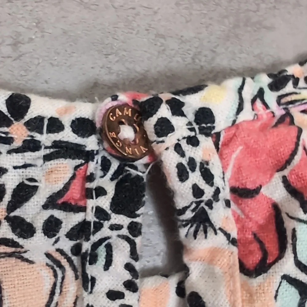 Vince Camuto Linen Tank Top Shirts Matching Set Floral Tiger Girls Size 8 Pink